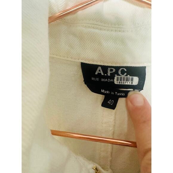 A. P. C. White Denim 100% Cotton Short Romper Combinaison Hills Romper Size 40 - Picture 10 of 12